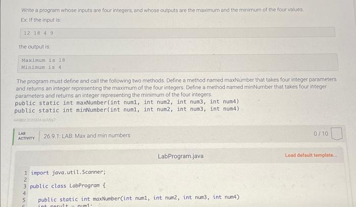 Solved Maximum is 18 Minimum is 4 The program must define | Chegg.com