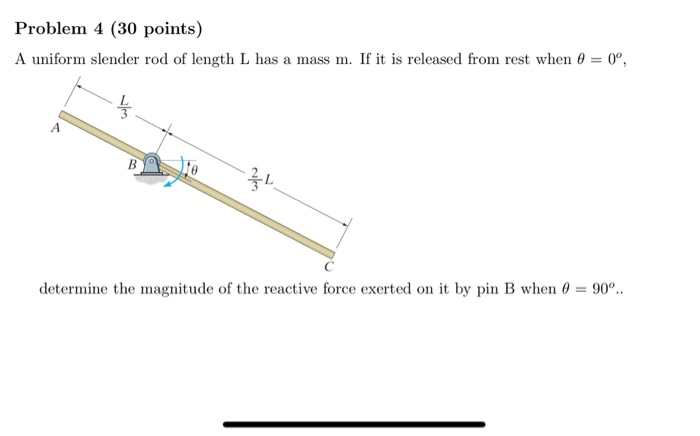 Rod Example Solved Problem 4 (30 points) A uniform slender rod of length | Chegg.com