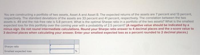 Solved You are constructing a portfolio of two assets, Asset | Chegg.com