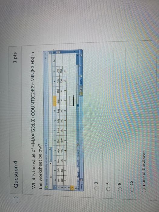 Solved Question 4 1 pts What is the value of | Chegg.com