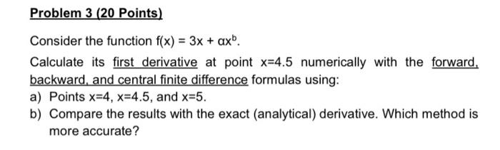Solved Problem 3 (20 Points) Consider the function f(x) = 3x | Chegg.com