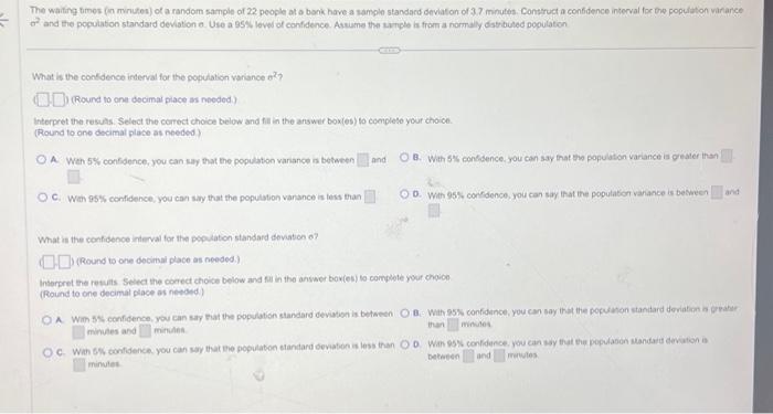 Solved The waifing fimes (in minutes) of a random sample of | Chegg.com