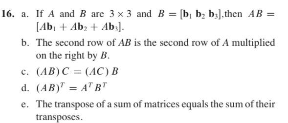 Solved 6. a. If A and B are 3×3 and B=[b1b2b3], then AB= | Chegg.com