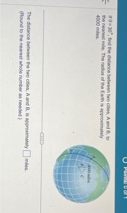 Solved If θ=30∘, find the distance between two cities, A and | Chegg.com