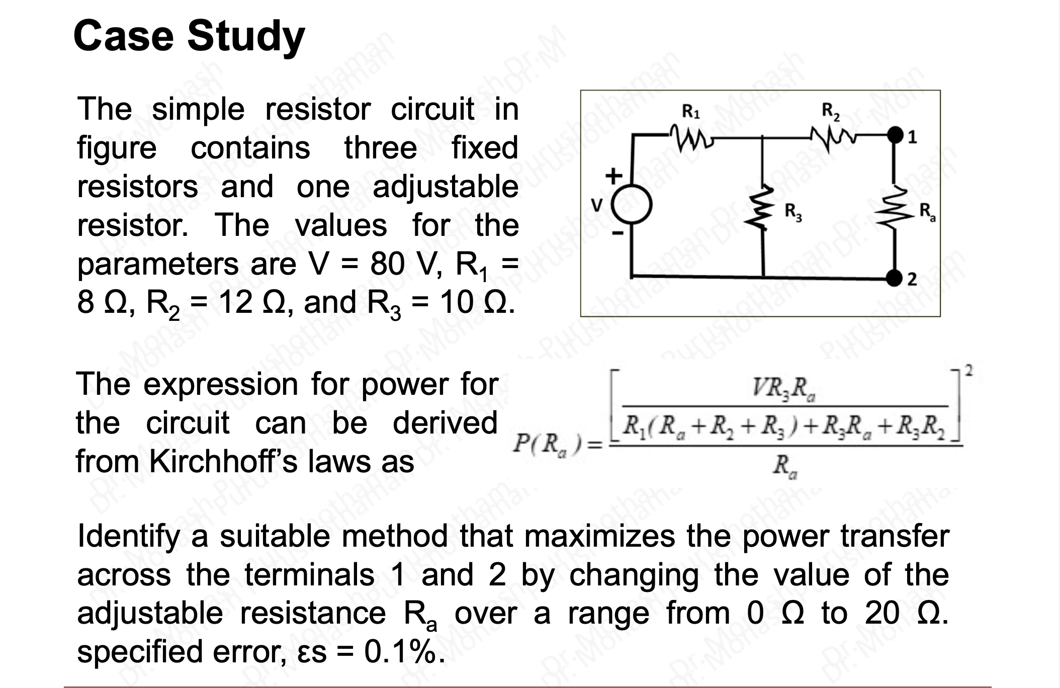 Case StudyThe simple resistor circuit infigure | Chegg.com