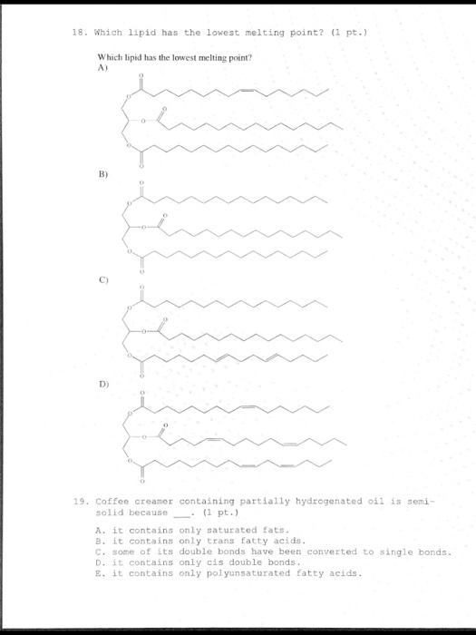 Which Lipid Has The Lowest Melting Point