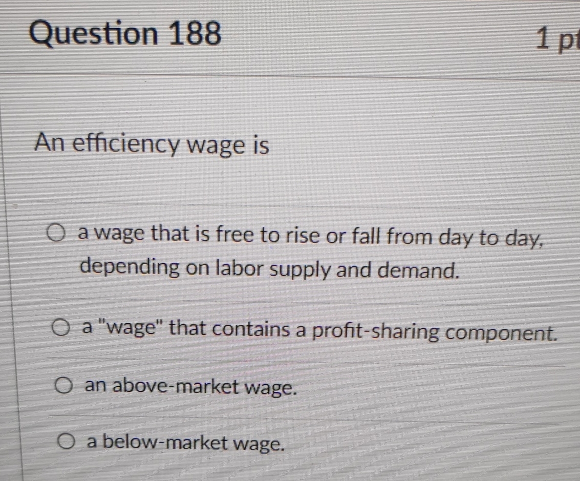 solved question 9efficiency wagesa. decrease... Solved Question 188An efficiency wage isa wage that is free | Chegg.com