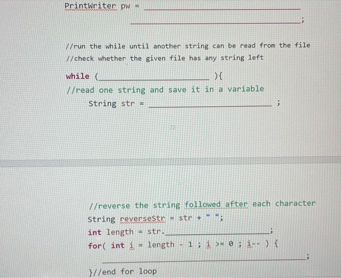 Solved Complete the code of the method reverseStringText( ), | Chegg.com