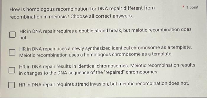 Solved How is homologous recombination for DNA repair Biology Diagrams