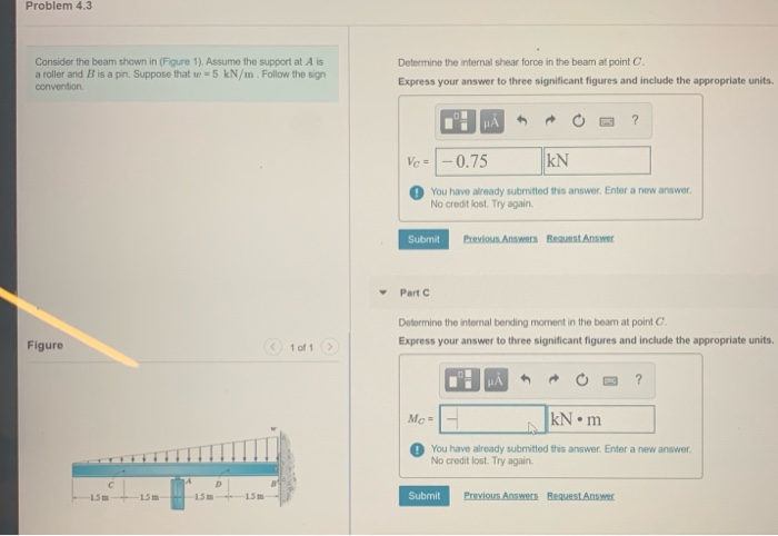 Solved Problem 4.3 Consider The Beam Shown In (Figure 1). | Chegg.com