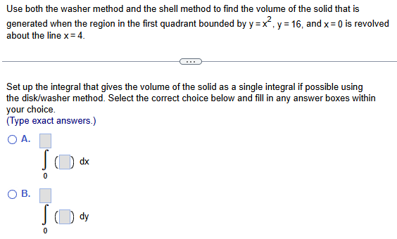 Washer Method Shell Method Solved Use both the washer method and the shell method to | Chegg.com