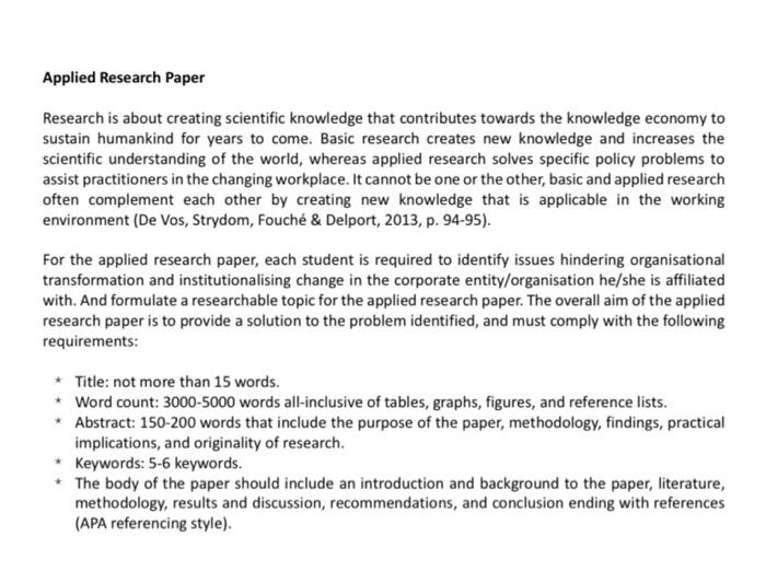 Applied Research Paper Research is about creating | Chegg.com