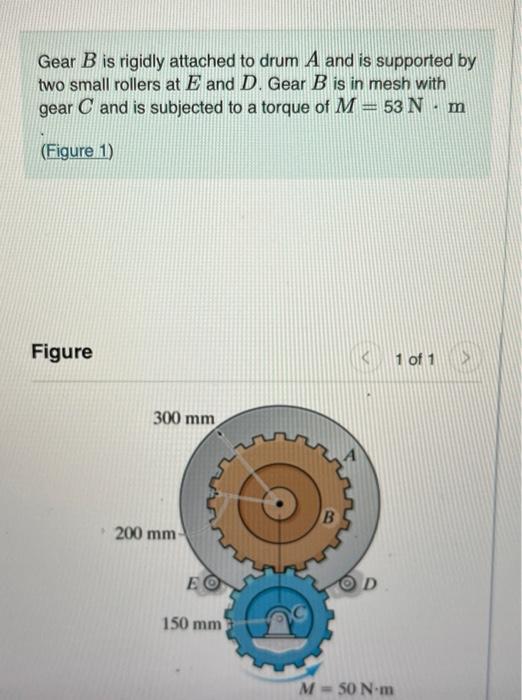 [Solved] Gear ( B ) is rigidly attached to drum ( A )