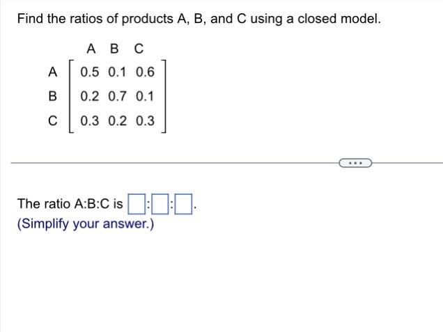 Solved Find The Ratios Of Products A, B, And C Using A | Chegg.com