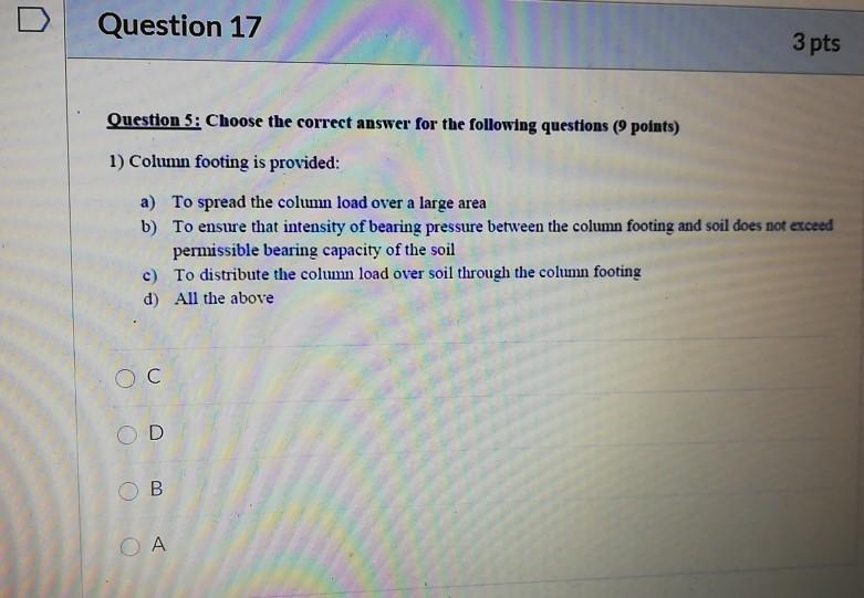 Solved Question 17 3 pts Question 5: Choose the correct | Chegg.com