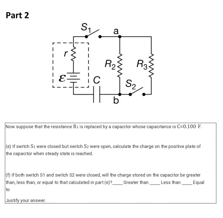 Solved Part 1 S1 A 1 1 1 1 1 R2 R3² E S2 Ww RA In The | Chegg.com