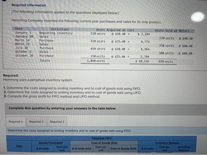 Solved 1 Determine The Costs Assigned To Ending Inventory