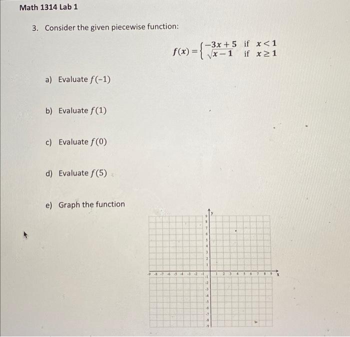 Solved 3. Consider the given piecewise function: | Chegg.com