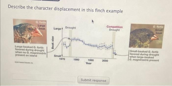 Solved Describe the character displacement in this finch | Chegg.com