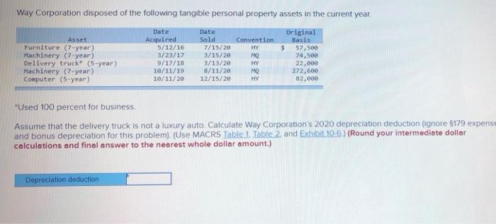 solved-way-corporation-disposed-of-the-following-tangible-chegg