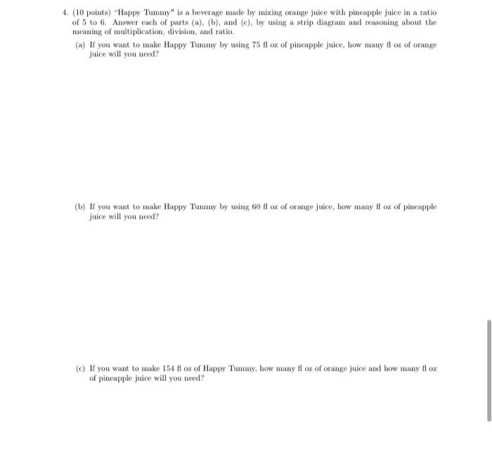 Solved 4 10 Points Happy Tummy Is A Beverage Made By Chegg Com