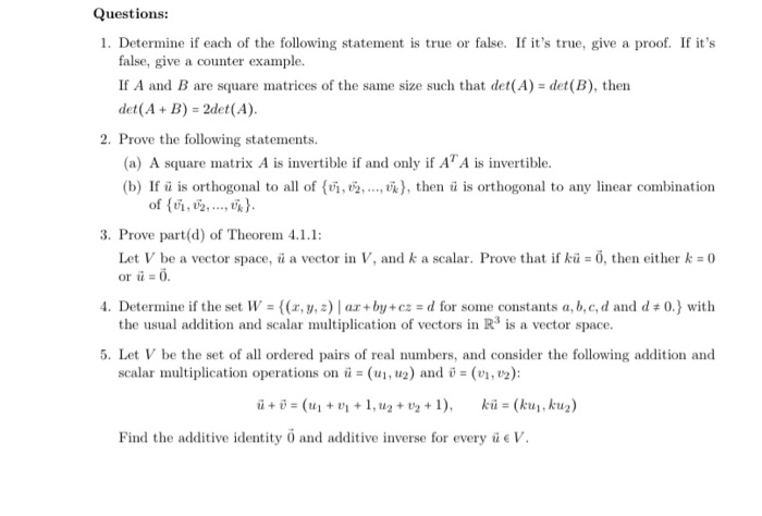 Solved Questions 1 Determine If Each Of The Following S Chegg Com