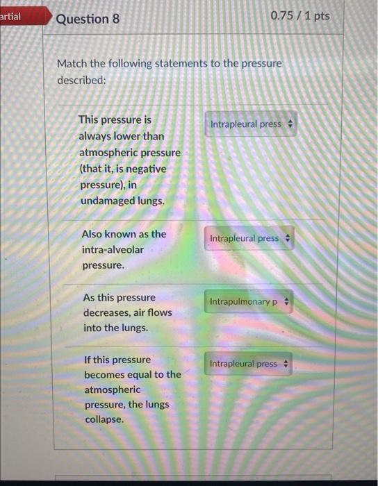 Solved Match the following statements to the pressure | Chegg.com