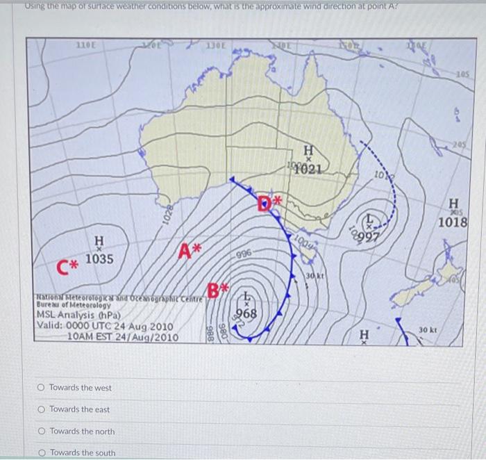 Solved Using the map of surface weather conditions for the | Chegg.com
