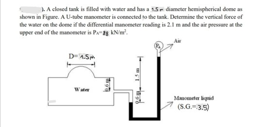 find force at bottom of closed tank column find force at bottom of closed tank column