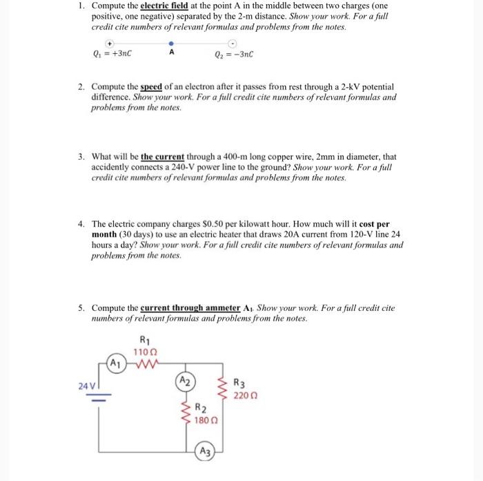 Solved 1. Compute The Electric Field At The Point A In The | Chegg.com