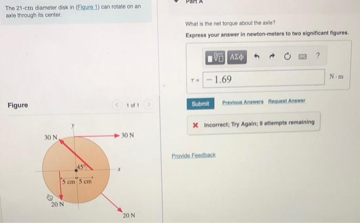 Solved The 21 Cm Diameter Disk In Figure 1 Can Rotate On