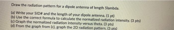 Solved Draw the radiation pattern for a dipole antenna of | Chegg.com