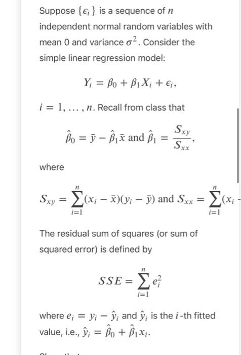 Solved Suppose {ϵi} is a sequence of n independent normal | Chegg.com