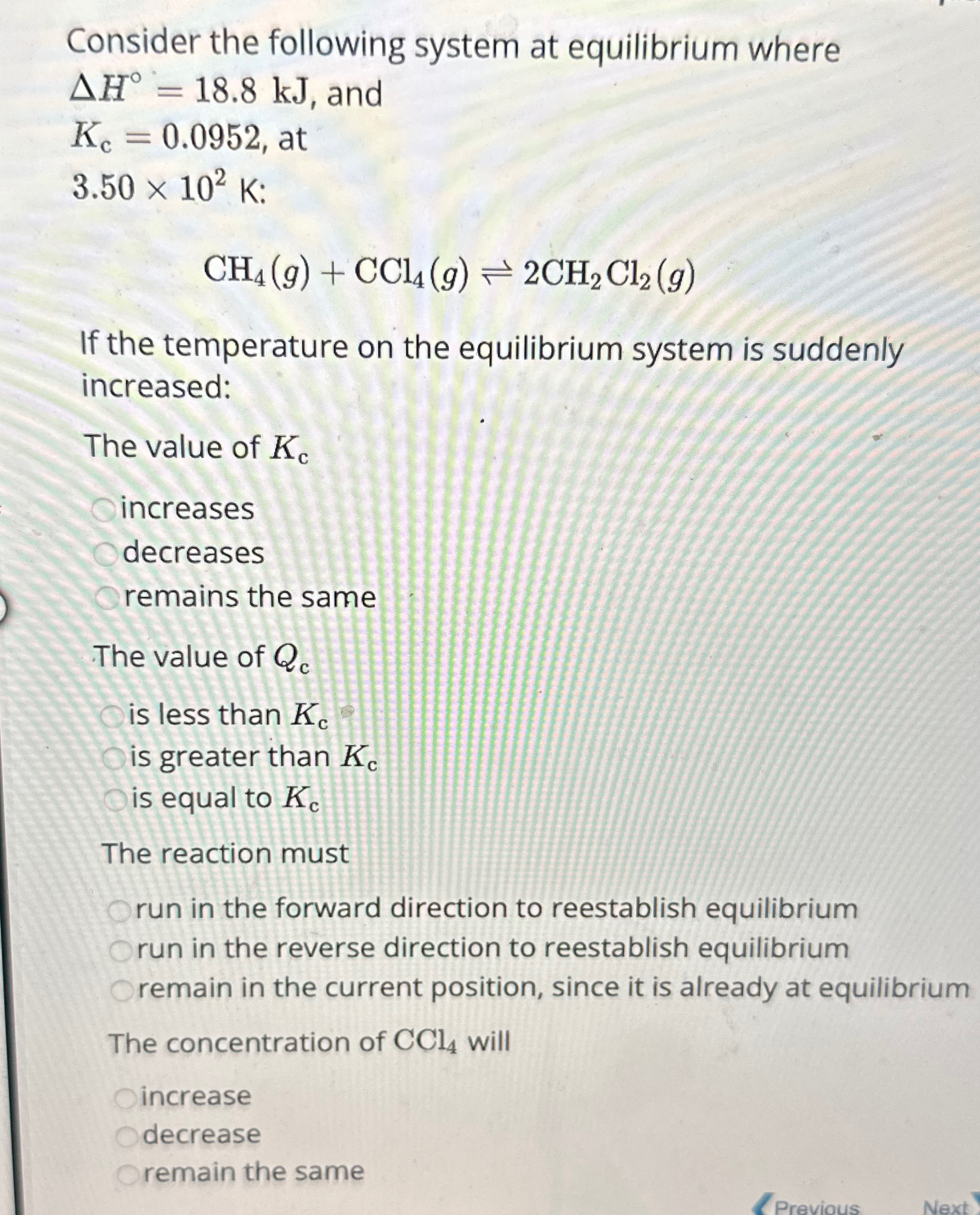 Solved Consider the following system at equilibrium | Chegg.com