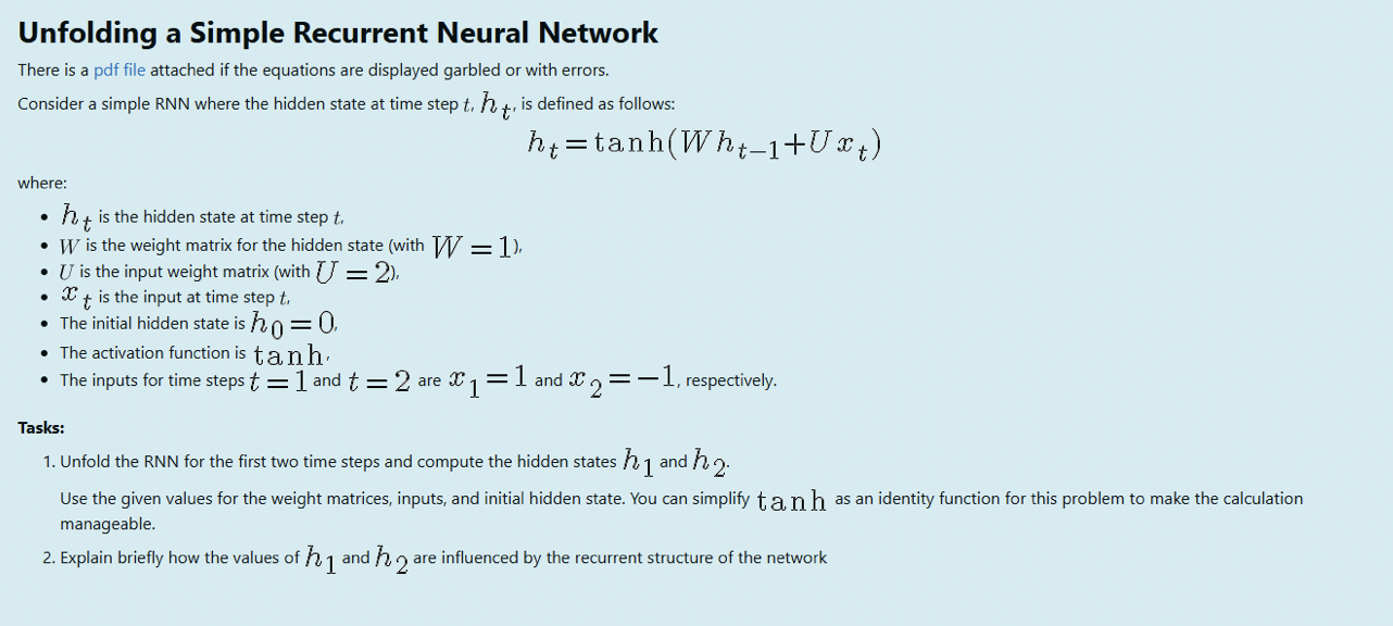 Solved Unfolding a Simple Recurrent Neural NetworkThere is | Chegg.com