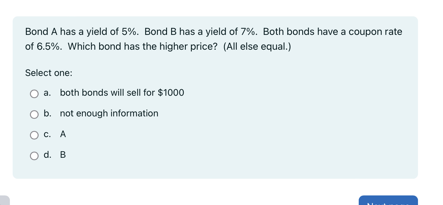 Solved Bond A Has A Yield Of 5%. ﻿Bond B ﻿has A Yield Of 7%. | Chegg.com