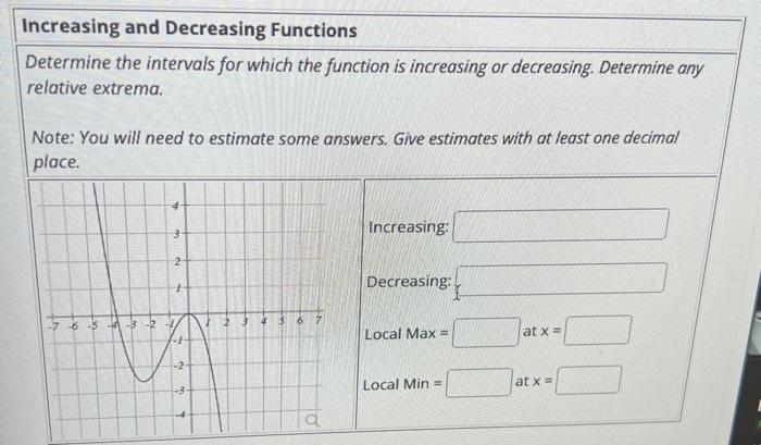 Solved Increasing and Decreasing Functions Determine the | Chegg.com