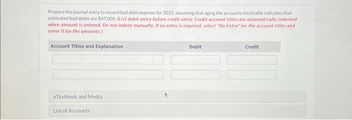 Prepare the journal entry to record bad debt expense | Chegg.com