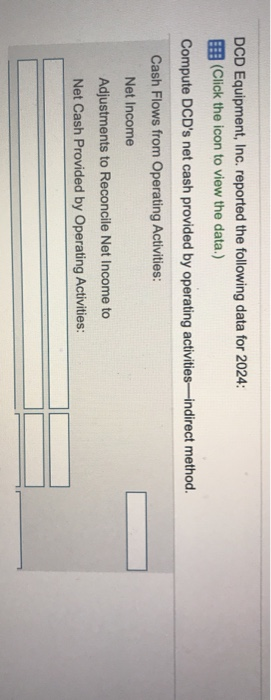 Solved DCD Equipment, Inc. reported the following data for | Chegg.com