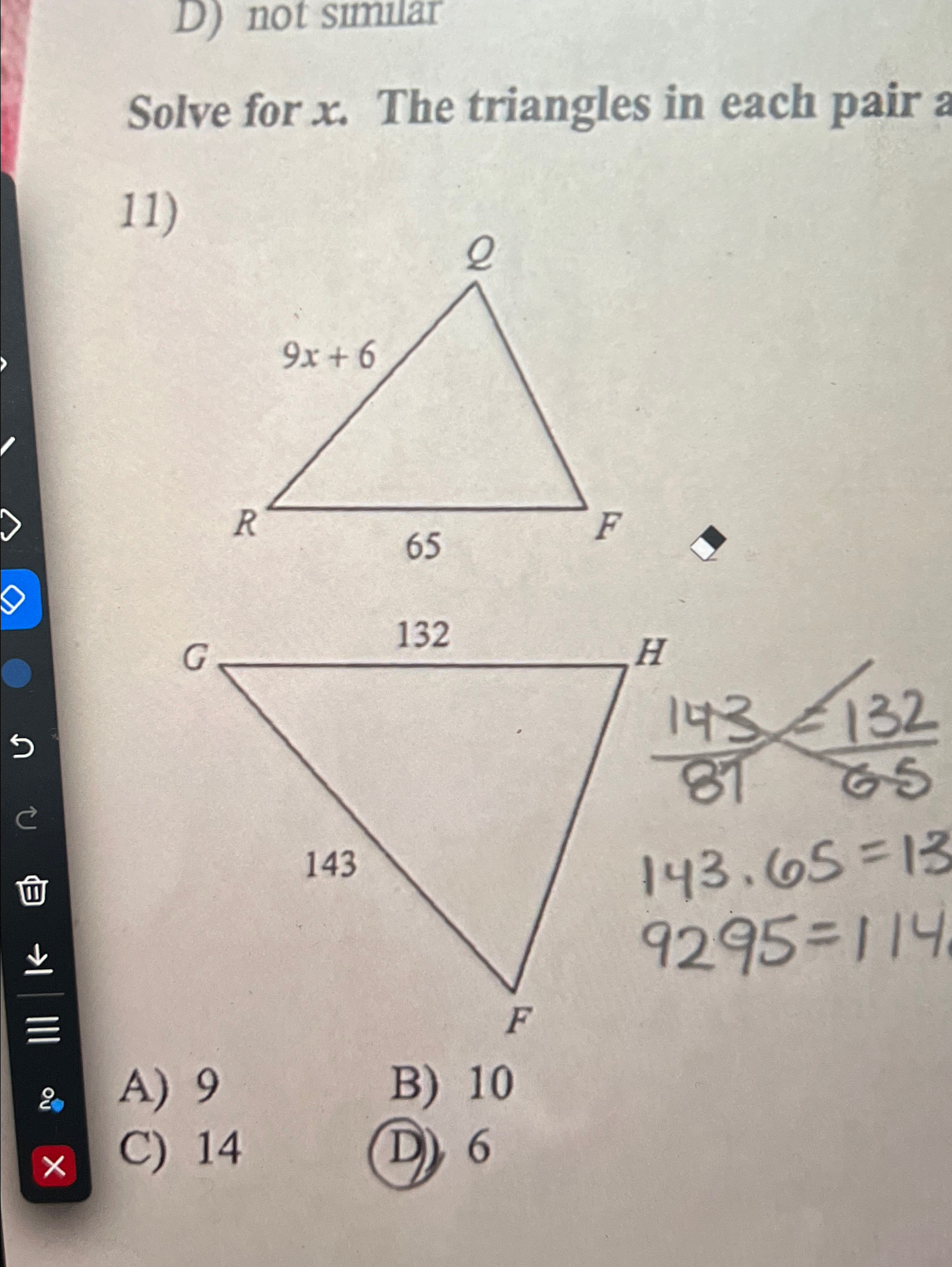 Solved Solve for x. ﻿The triangles in each | Chegg.com
