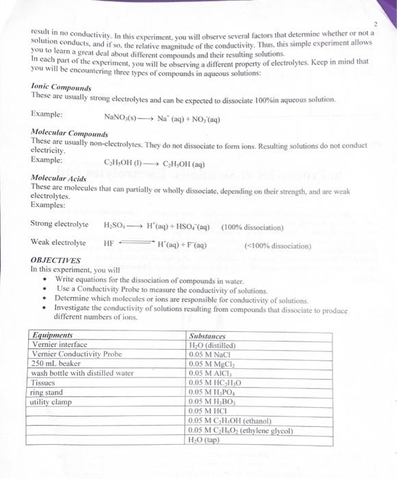 Solved RA LC CHE 169 ELECTRICAL Exp. #12 CONDUCTIVITY OF | Chegg.com