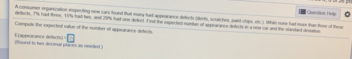 Solved Question Help A consumer organization inspecting new | Chegg.com