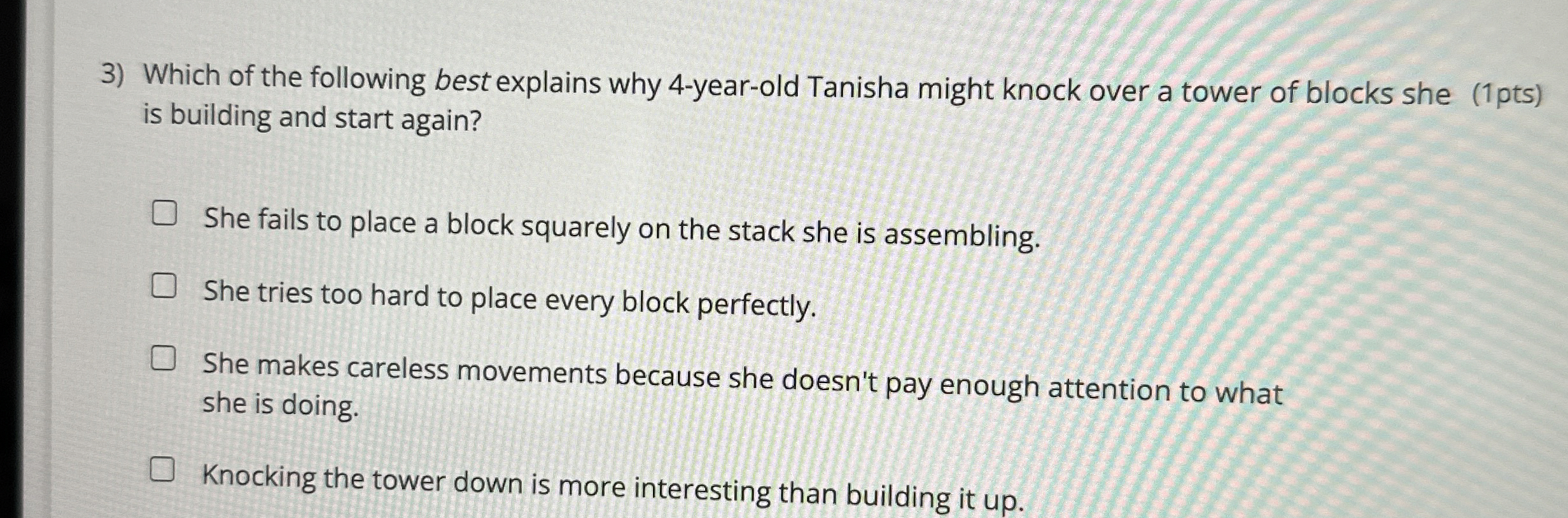 Solved Which of the following best explains why 4 yearold