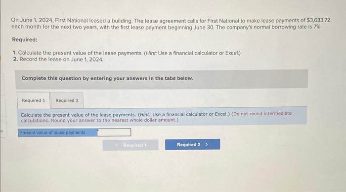 Solved On June 1 2024 First National Leased A Building Chegg Com   Image