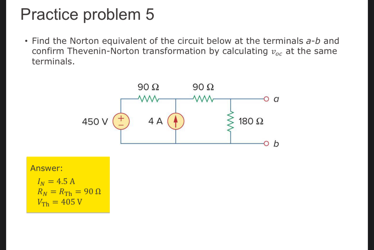 Solved Practice problem 5Find the Norton equivalent of the | Chegg.com