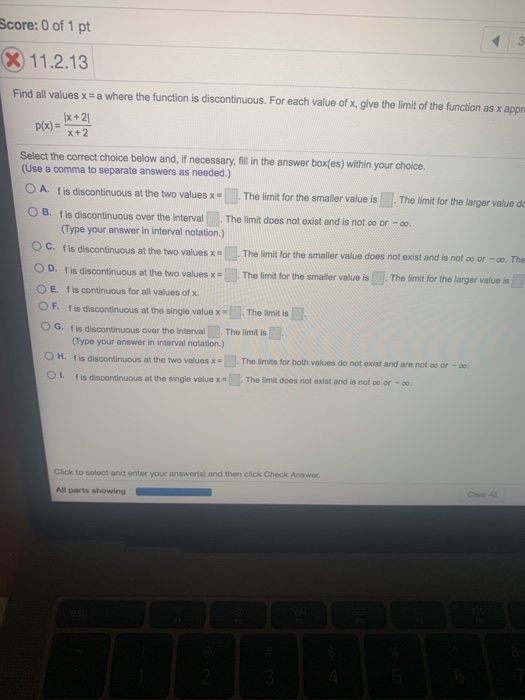 Solved Score: 0 of 1 pt X 11.2.13 Find all values x = a | Chegg.com