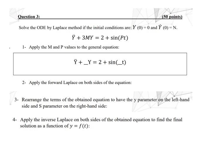 Solved Question 3 50 Points Solve The Ode By Laplace M Chegg Com