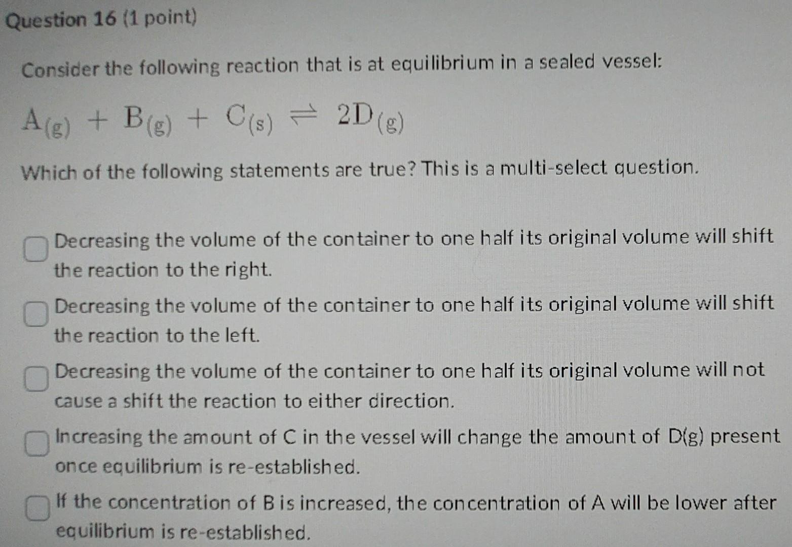 Solved Consider the following reaction that is at | Chegg.com
