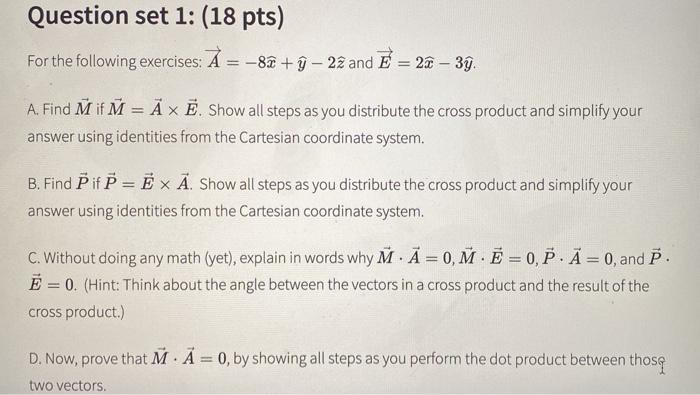 Solved Question Set 1 18 Pts For The Following Exercis Chegg Com