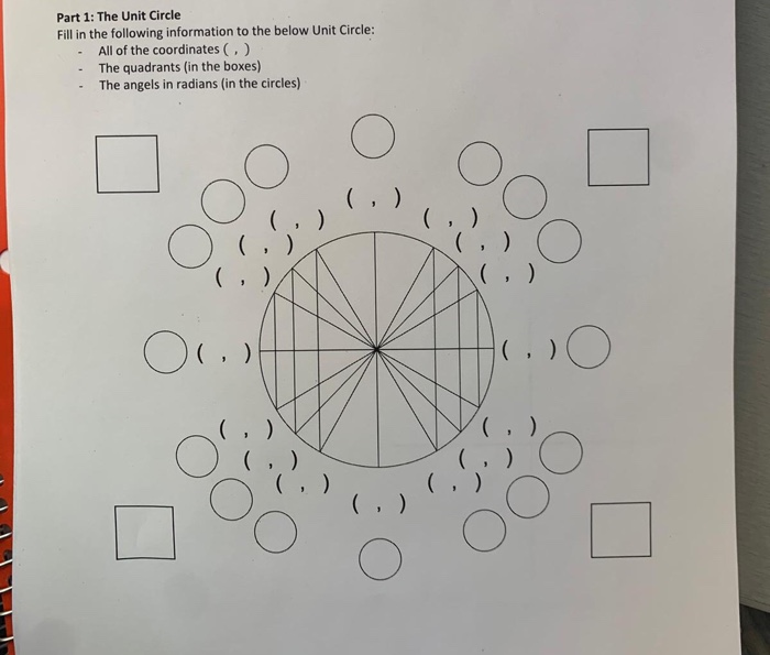Solved Part 1: The Unit Circle Fill in the following | Chegg.com